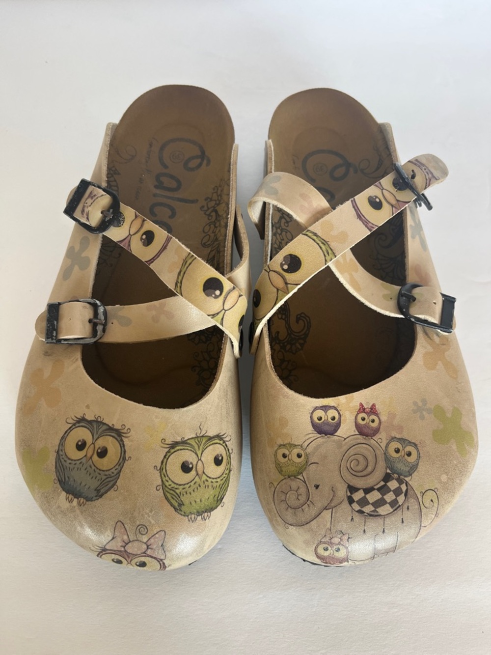 Calceo, Elephants and Owls clogs.